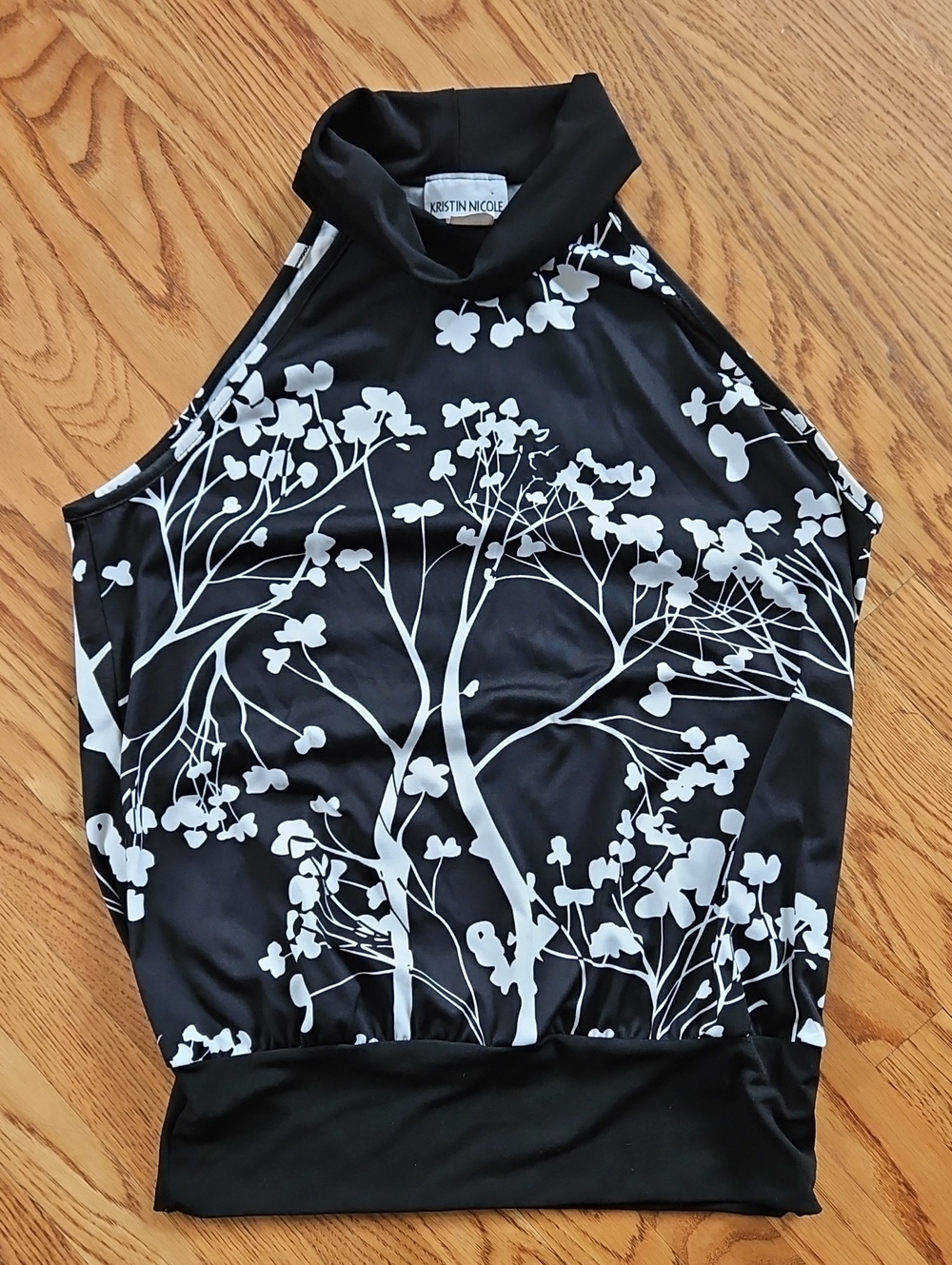 Black & White Floral Halter Top
